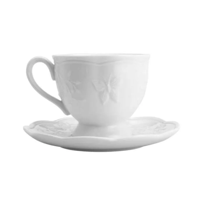 XICARA P/ CAFÉ C/ PIRES PORCELANA NEW BONE BUTTERFLY FLOWER