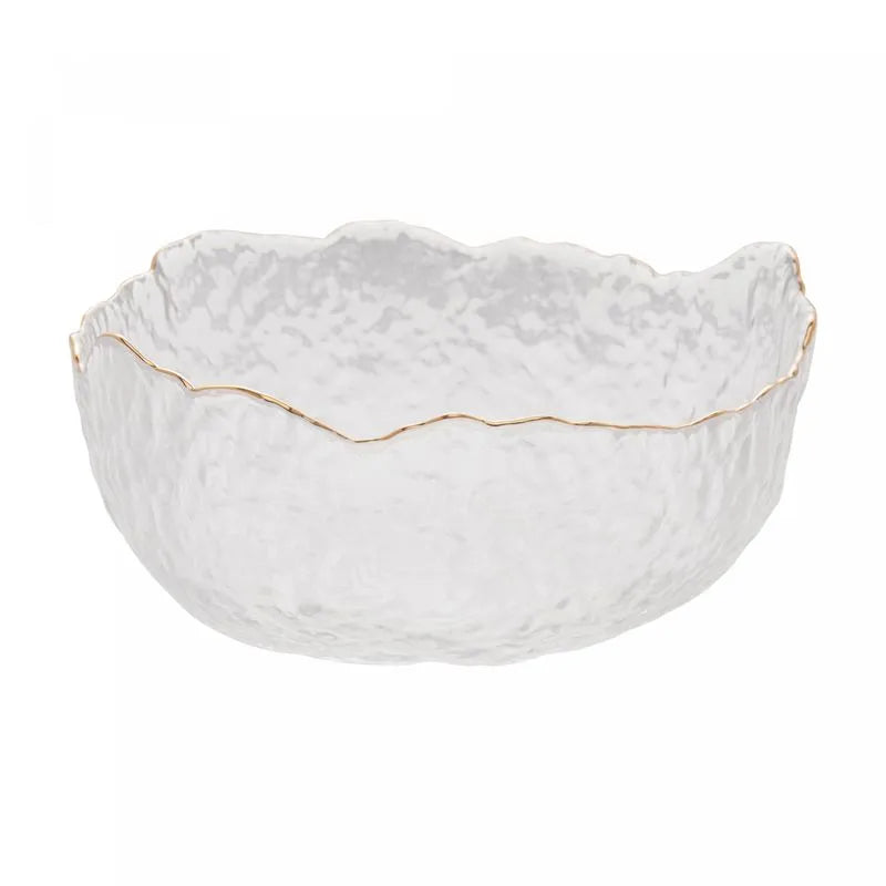 BOWL CRISTAL MARTELADO COM BORDA DOURADA TAJ-P