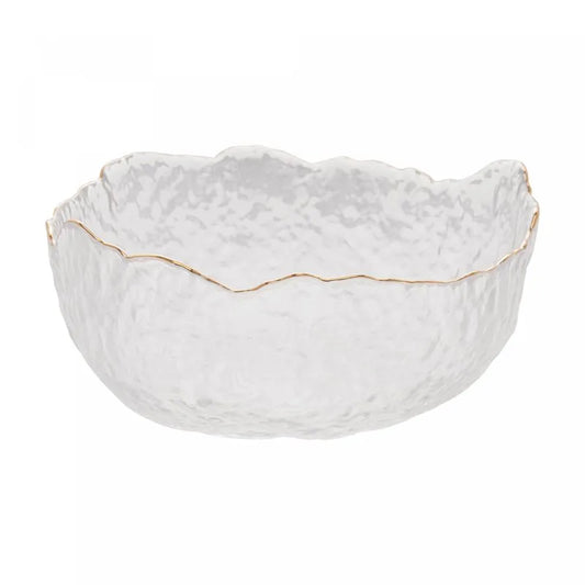 BOWL CRISTAL MARTELADO COM BORDA DOURADA TAJ-P