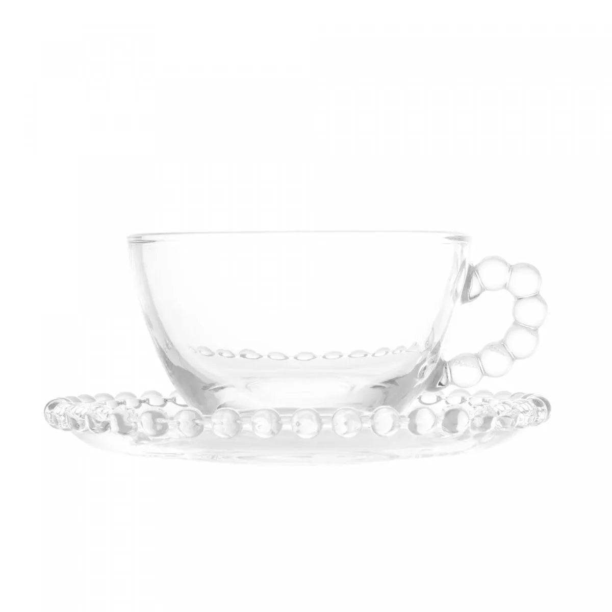 CONJUNTO 4 XÍCARAS DE CHÁ DE CRISTAL COM PIRES PEARL