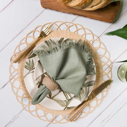 Guardanapo Franja Coloratta Salvia - DoceLar Loja