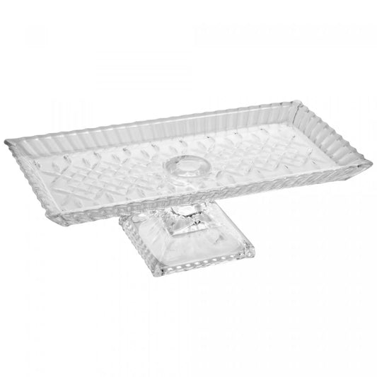 TRAVESSA DE CRISTAL COM PÉ LYS 34CM X 17CM X 11CM
