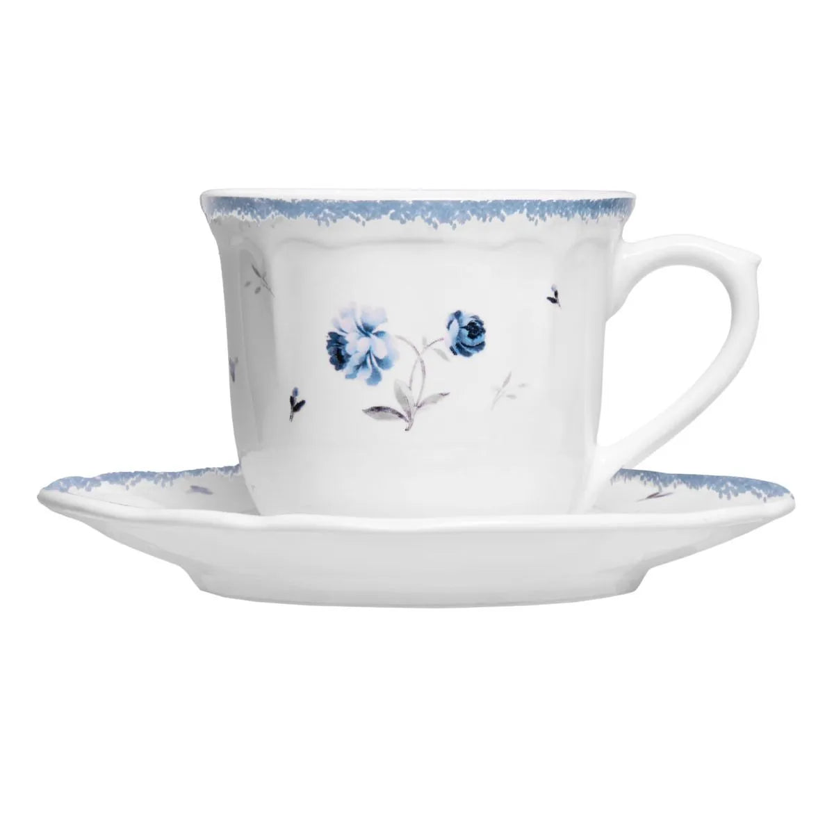 XICARA DE CHA COM PIRES FLORESCER 200ML AZUL CERAMICA WOLFF