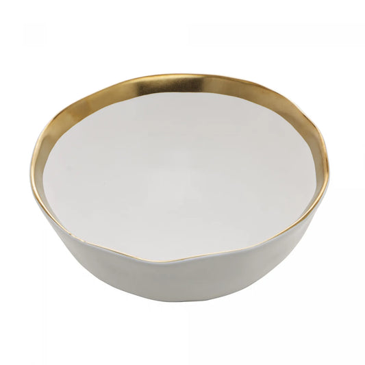 Bowl de Porcelana Branco e Dourado Dubai