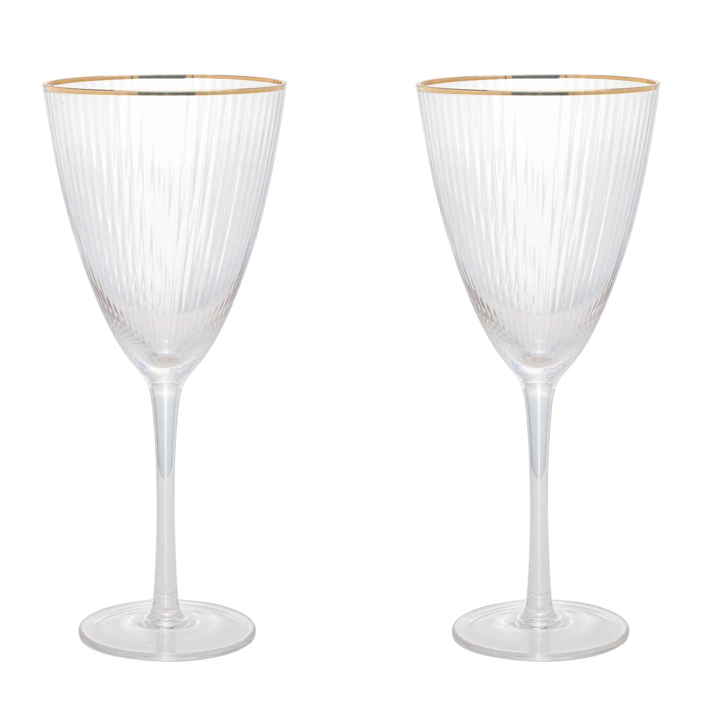 CJ 2 TACAS DE VIDRO P/VINHO C/BORDA DOURADA LINES 400ml