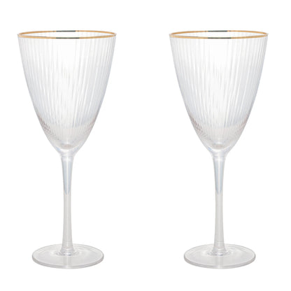 CJ 2 TACAS DE VIDRO P/VINHO C/BORDA DOURADA LINES 400ml