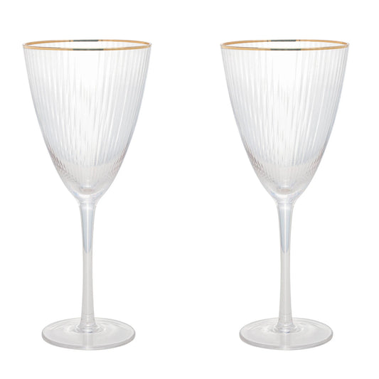 CJ 2 TACAS DE VIDRO P/VINHO C/BORDA DOURADA LINES 400ml