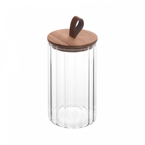 POTE DE VIDRO COM TAMPA DE ACACIA CLASSIC 880ML
