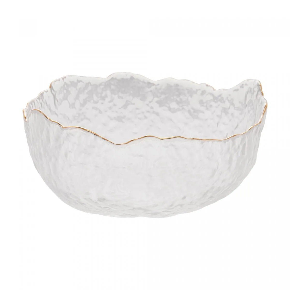 BOWL DE CRISTAL MARTELADO COM BORDA DOURADA TAJ M