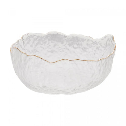 BOWL DE CRISTAL MARTELADO COM BORDA DOURADA TAJ M