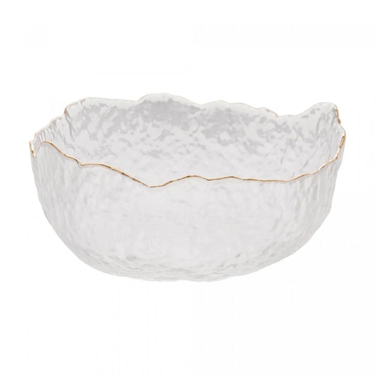 BOWL DE CRISTAL MARTELADO COM BORDA DOURADA TAJ 19CM X 10CM