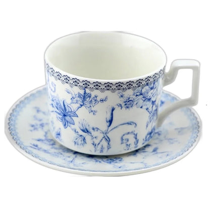 Jogo de 8 peças para café Hortênsia em new bone china 90ml azul