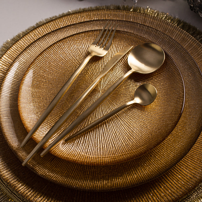 Faqueiro 24 Peças de Aço Inox Kyoto Champanhe - DoceLar Loja