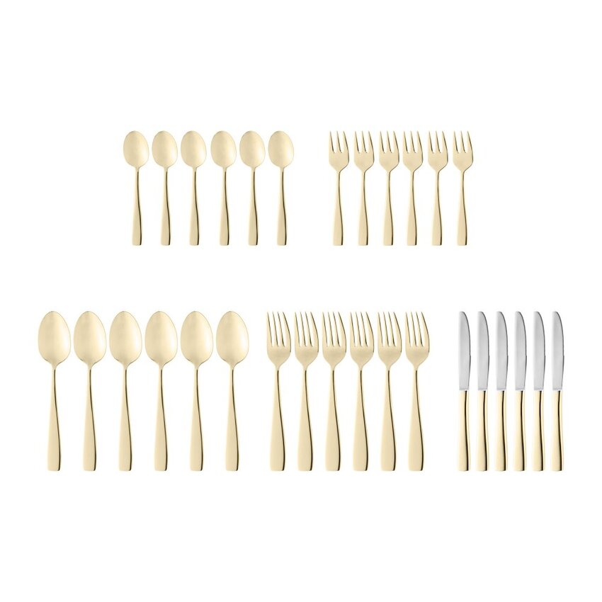 Faqueiro 30 Peças de Aço Inox Pisa Dourado - DoceLar Loja