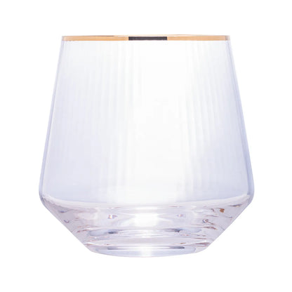 CJ 2 COPOS BAIXOS DE VIDRO C/ FIO DE OURO LINES 330ML