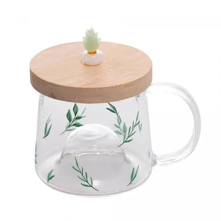 CANECA DE VIDRO COM PIRES DE BAMBU SUCULENTA