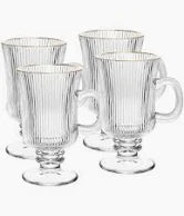 CJ 4 TACAS PARA CAPPUCCINO DE VIDRO COM FIO DE OURO LINES 240ML