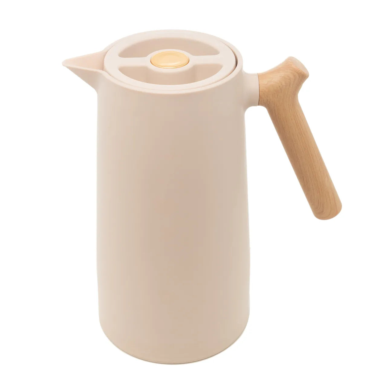 Garrafa Térmica Plástico 1L c/Cabo Madeira New Nordica Bege