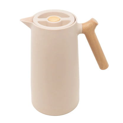 Garrafa Térmica Plástico 1L c/Cabo Madeira New Nordica Bege