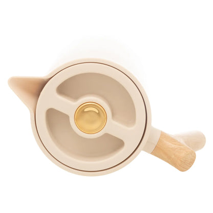 Garrafa Térmica Plástico 1L c/Cabo Madeira New Nordica Bege