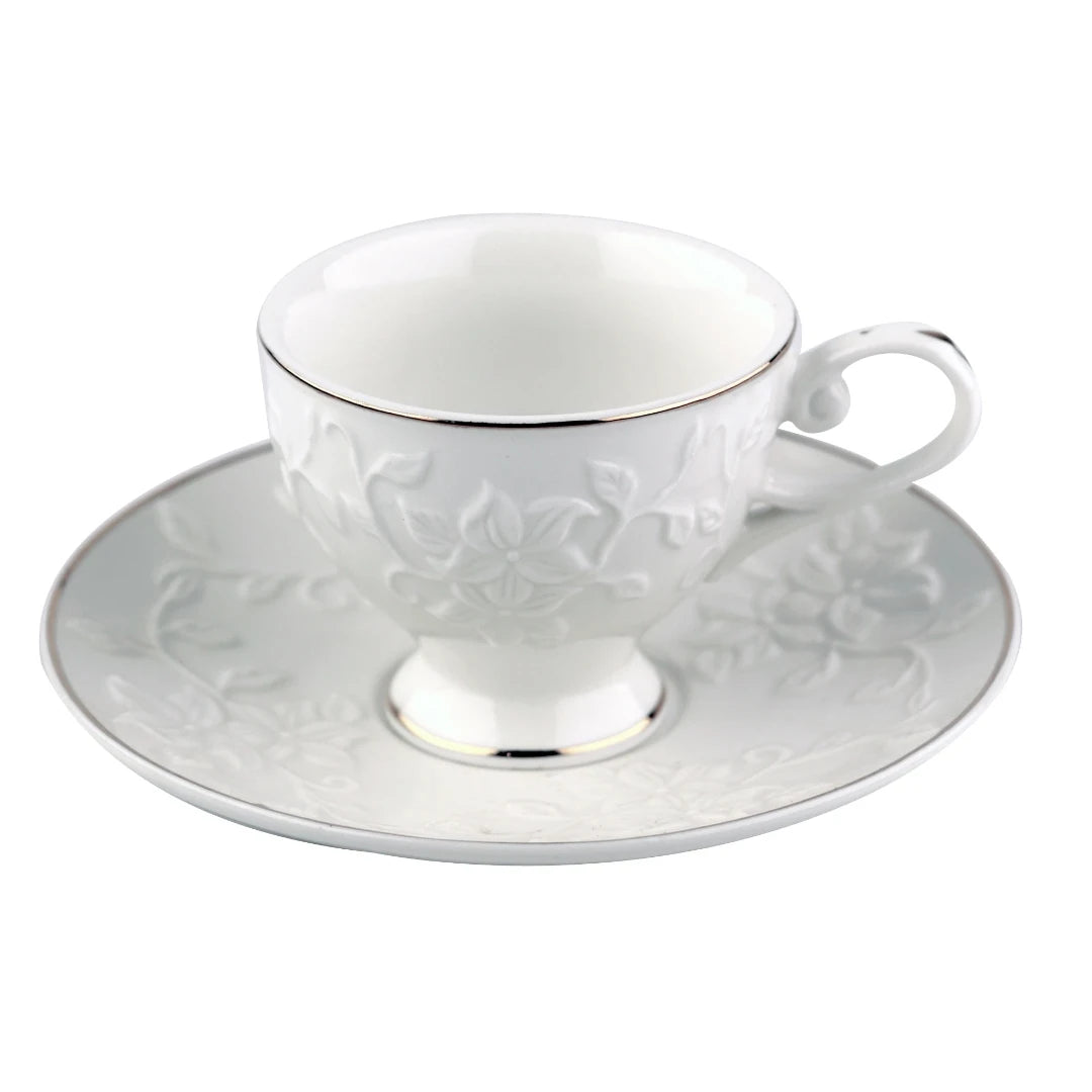 Jogo de 6 Peças P/Café em New Bone China Borda Dourada - DoceLar Loja