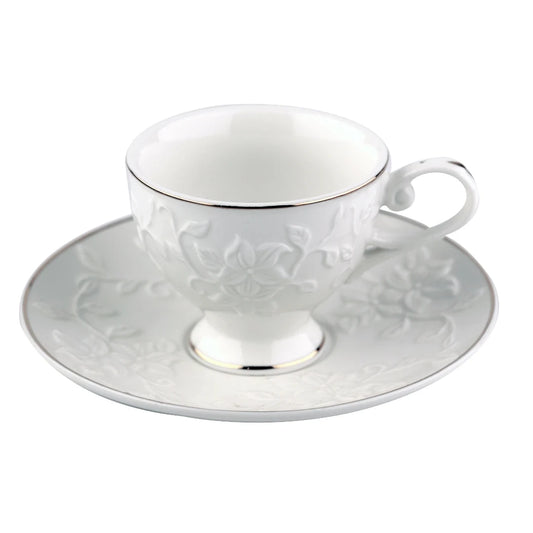 Jogo de 6 Peças P/Café em New Bone China Borda Dourada - DoceLar Loja