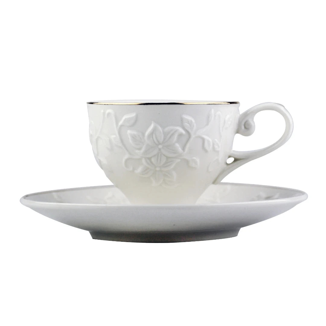 Jogo de 6 Peças P/Café em New Bone China Borda Dourada - DoceLar Loja