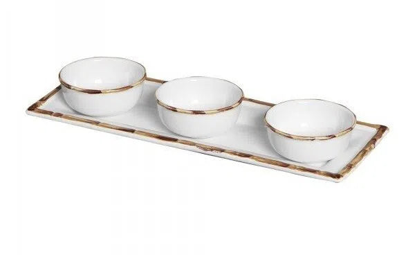 Petisqueira Bambu 3 Bowls - DoceLar Loja