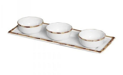 Petisqueira Bambu 3 Bowls - DoceLar Loja