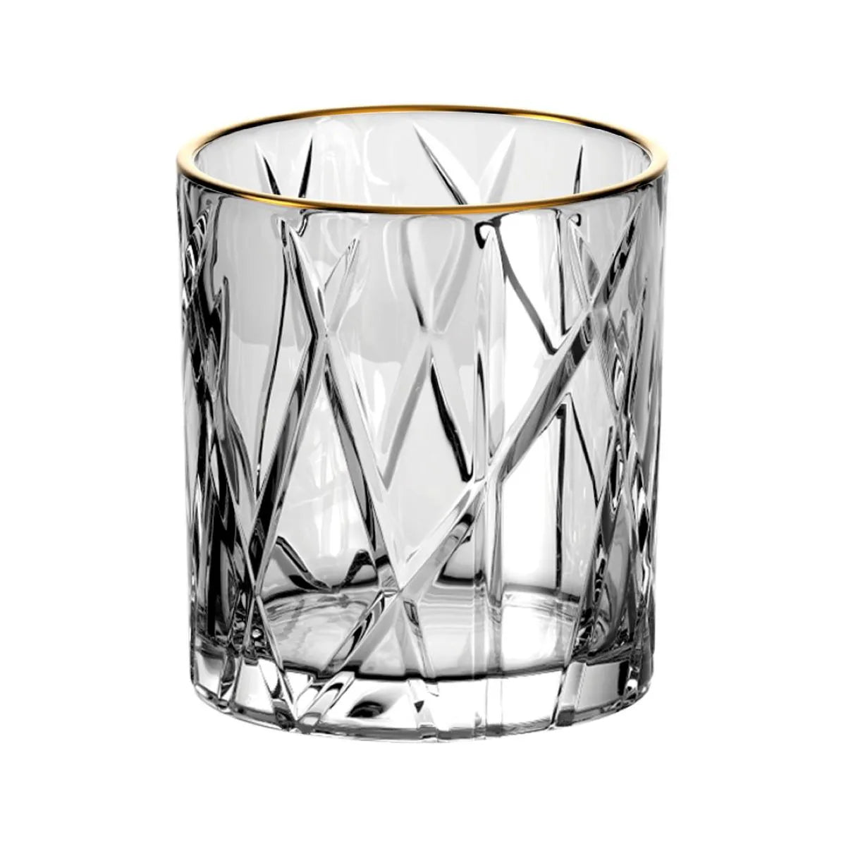 Jogo de 6 copos baixos Forest em cristal ecologico com borda dourada 310ml A9,3cm