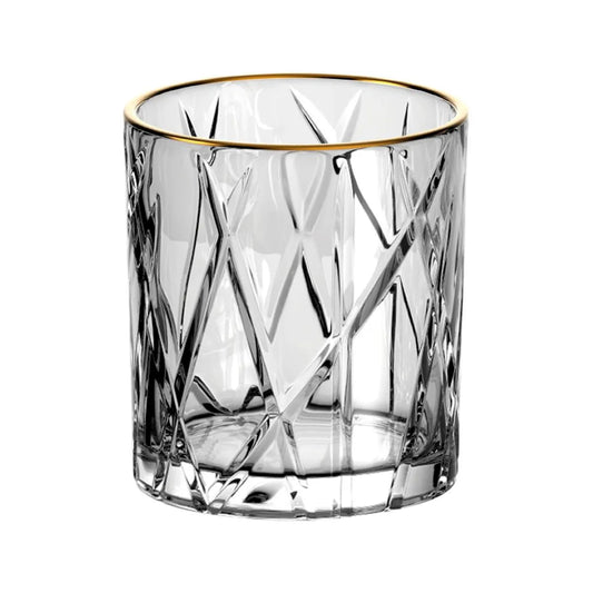 Jogo de 6 copos baixos Forest em cristal ecologico com borda dourada 310ml A9,3cm