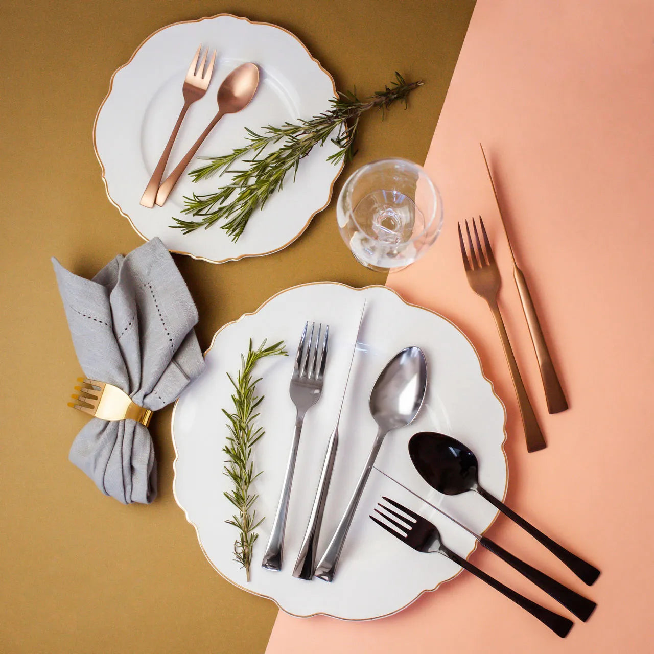 Cj 6 Pratos Sobremesa Maldivas Fio Dourado - DoceLar Loja