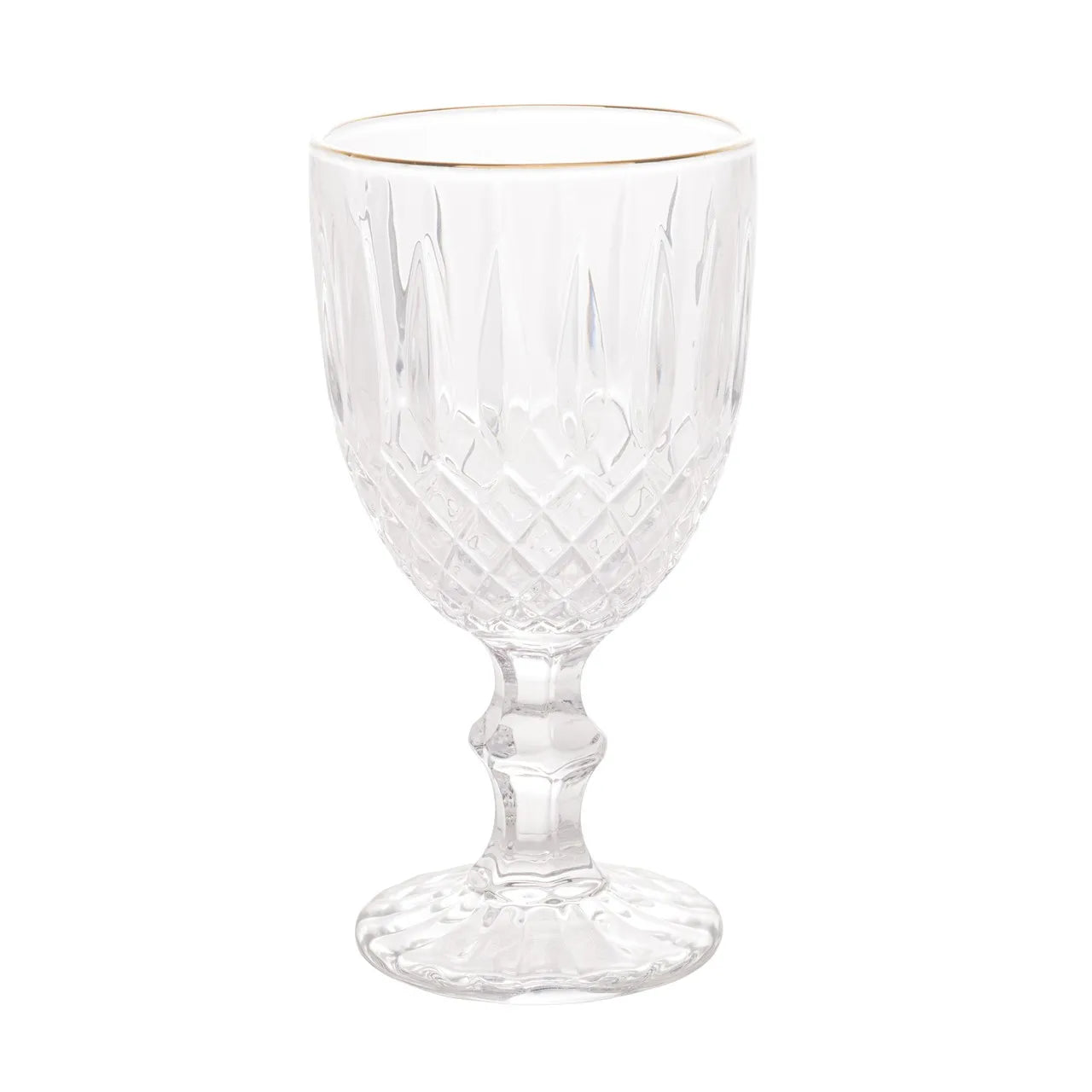 Cj 6 Taças para Água de Vidro com Fio Ouro Greek