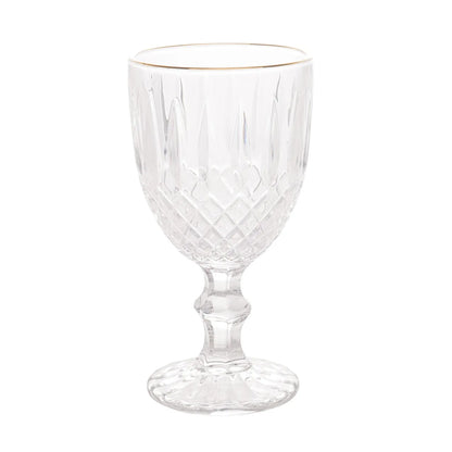 Cj 6 Taças para Água de Vidro com Fio Ouro Greek