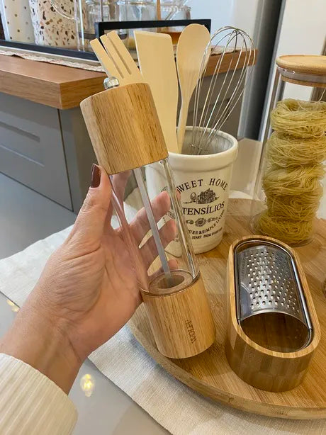 Moedor para Temperos Madeira e Acrílico