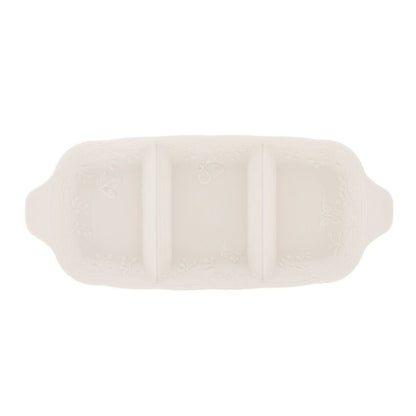Petisqueira de Porcelana com 3 Divisórias Butterfly Flower - DoceLar Loja