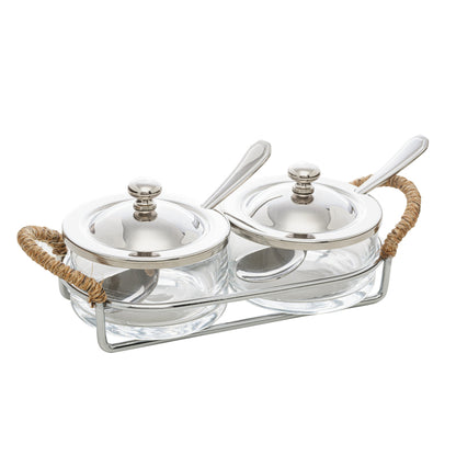 Porta Geléia de Aço Inox com Alça em Sisal Nature - DoceLar Loja