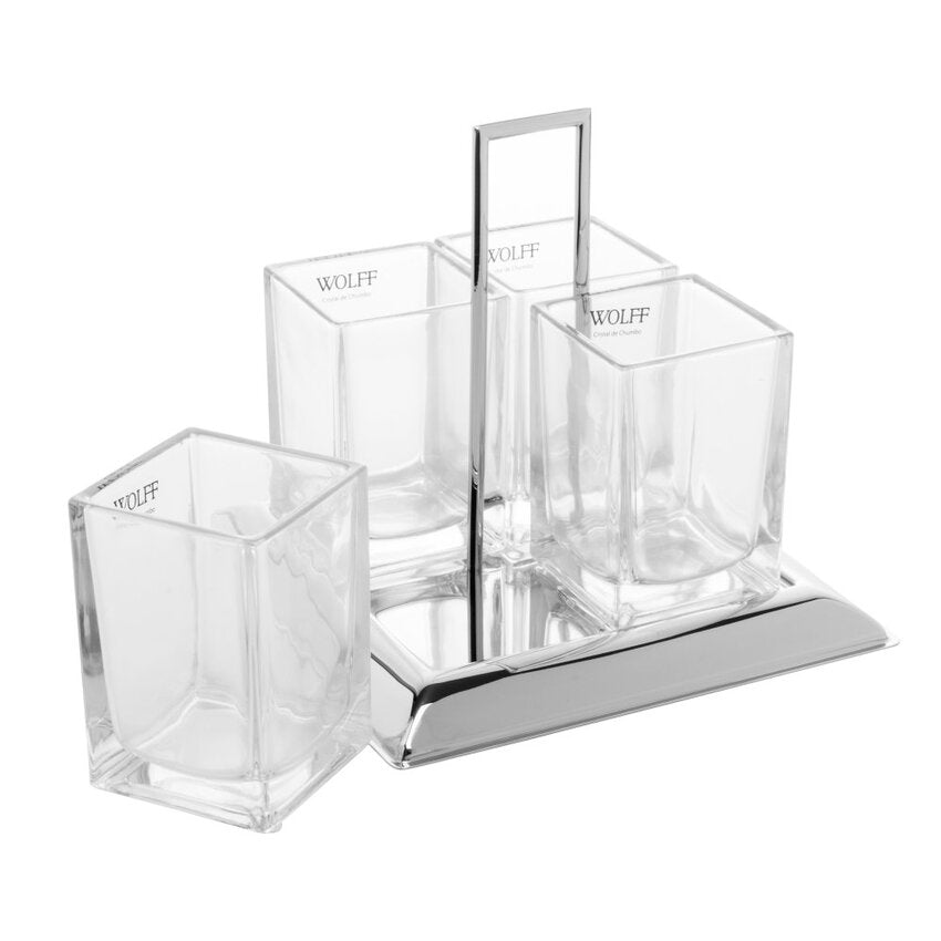 Porta Talheres de Cristal e Aço Inox Torcello - DoceLar Loja