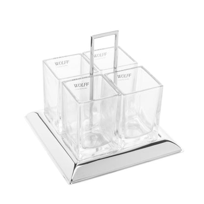 Porta Talheres de Cristal e Aço Inox Torcello - DoceLar Loja