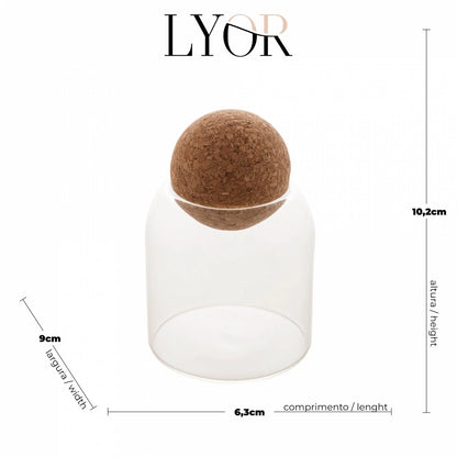 Pote de Vidro Borossilicato com Tampa Esfera Rolha-P - DoceLar Loja