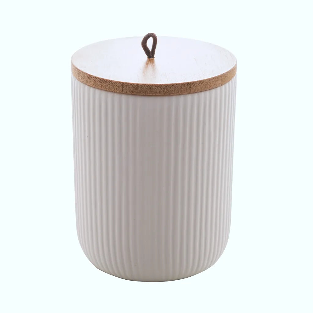 Pote de Ceramica c/Tampa de Bambu Lines - DoceLar Loja