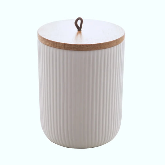 Pote de Ceramica c/Tampa de Bambu Lines - DoceLar Loja
