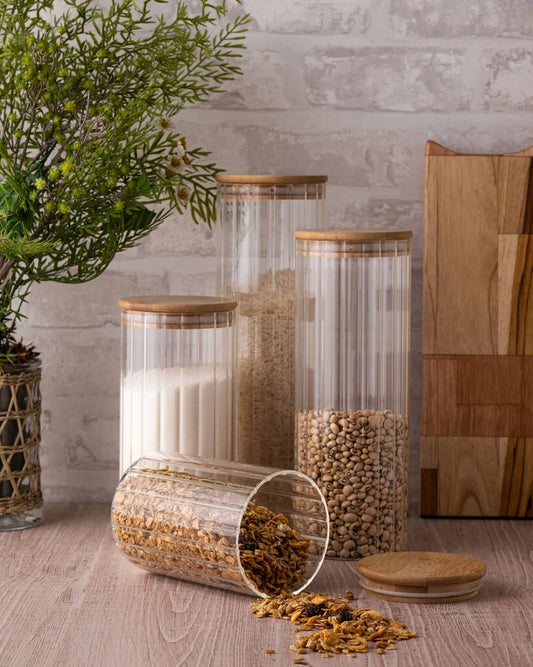 Porta Mantimentos Vidro Borossilicato com Tampa Bambu