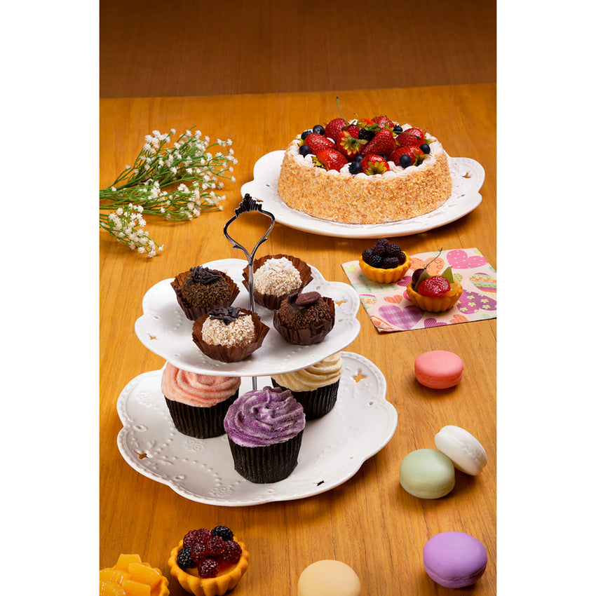 Prato de Porcelana Butterfly Branco - DoceLar Loja