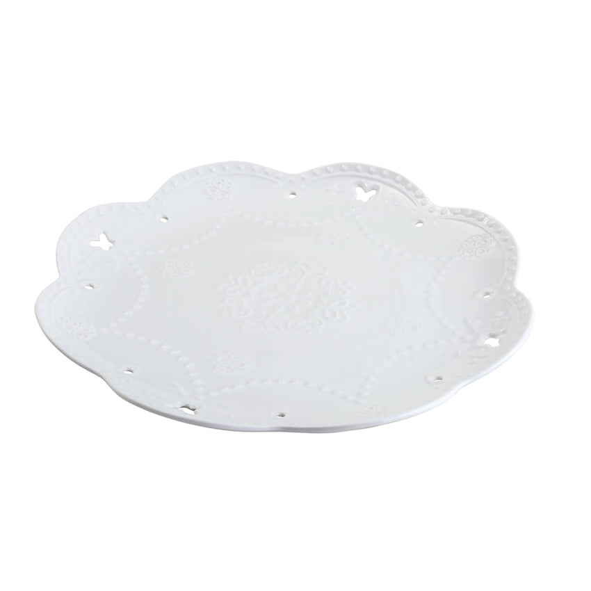 Prato de Porcelana Butterfly Branco - DoceLar Loja