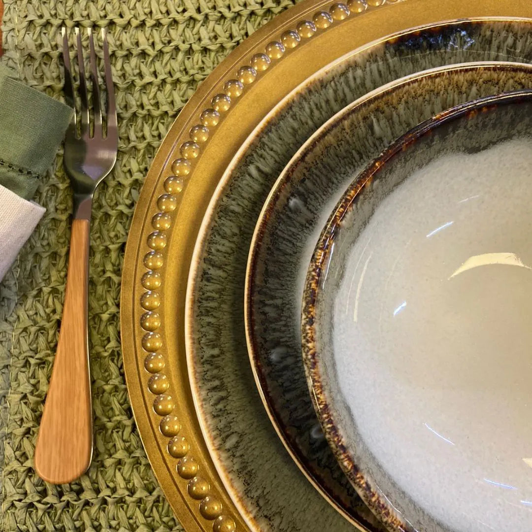 Prato Raso Le Sentier Branco e Verde - DoceLar Loja