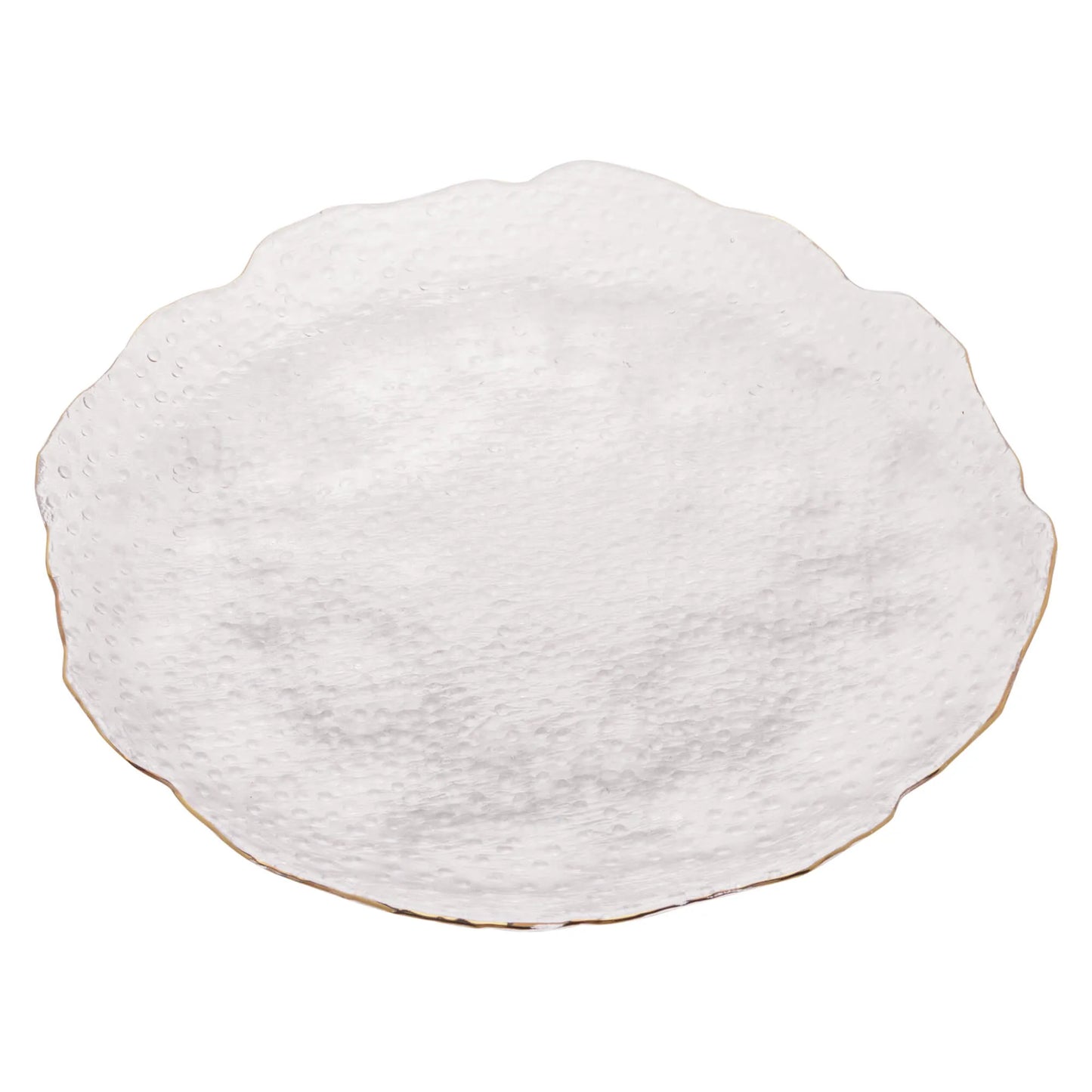 Prato Raso Cristal Martelado com Fio De Ouro - DoceLar Loja