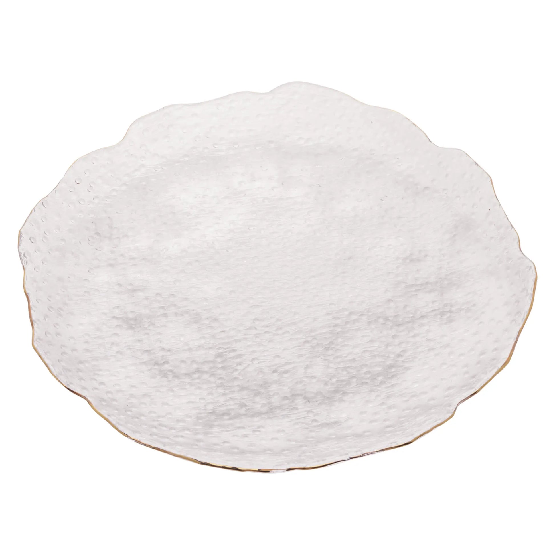 Prato Raso Cristal Martelado com Fio De Ouro - DoceLar Loja