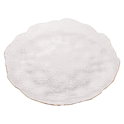 Prato Raso Cristal Martelado com Fio De Ouro - DoceLar Loja