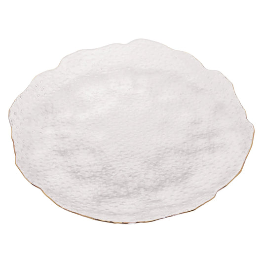 Prato Raso Cristal Martelado com Fio De Ouro - DoceLar Loja